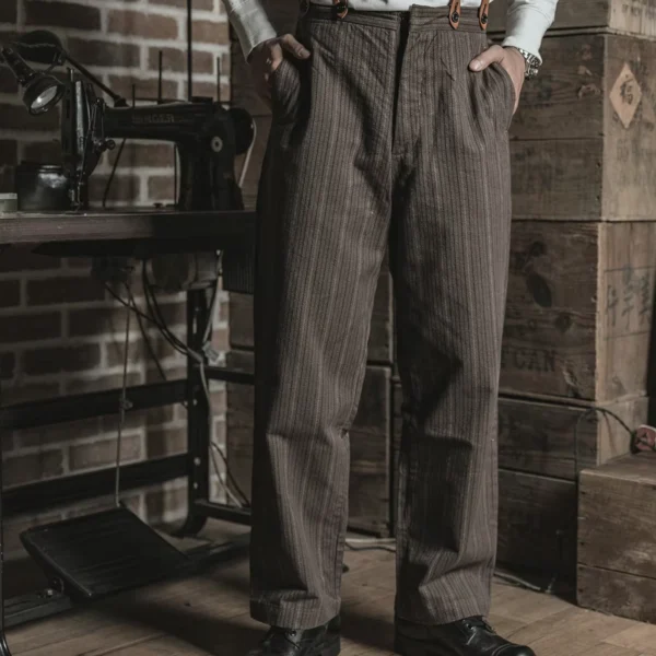Brown Pinstripe Work Trousers