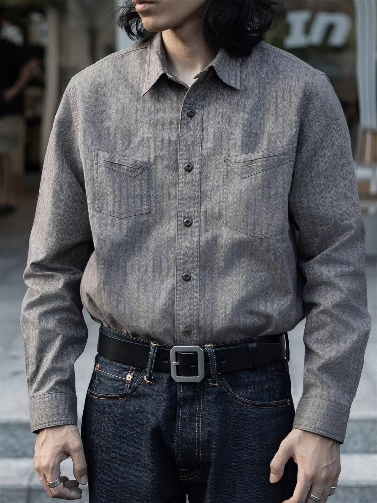 Salt & Pepper Stripe Work Shirt