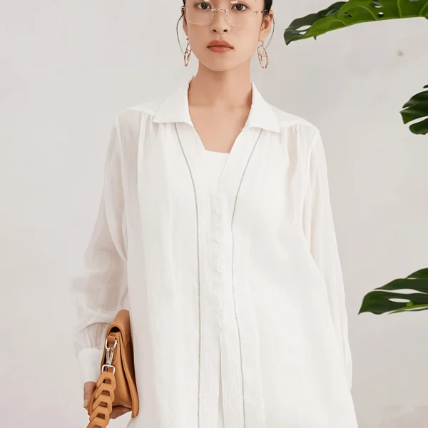 Relaxed Ramie Longline Shirt