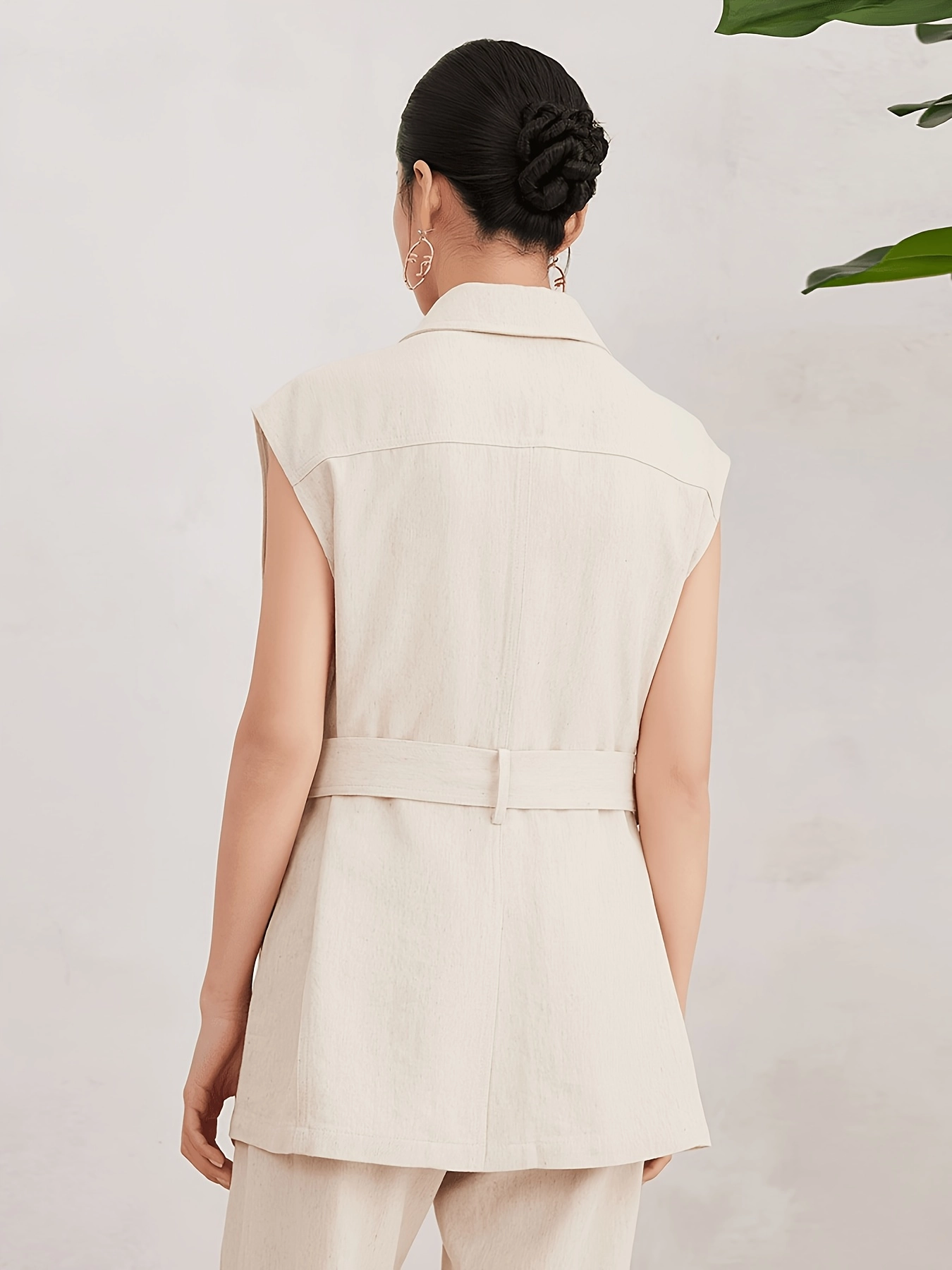 Belted Lyocell-Linen Longline Vest - Image 4
