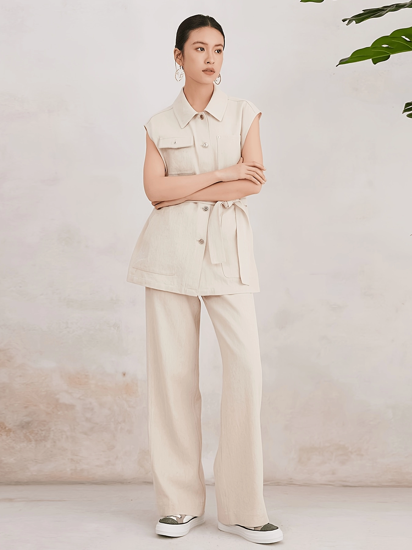 Belted Lyocell-Linen Longline Vest - Image 5