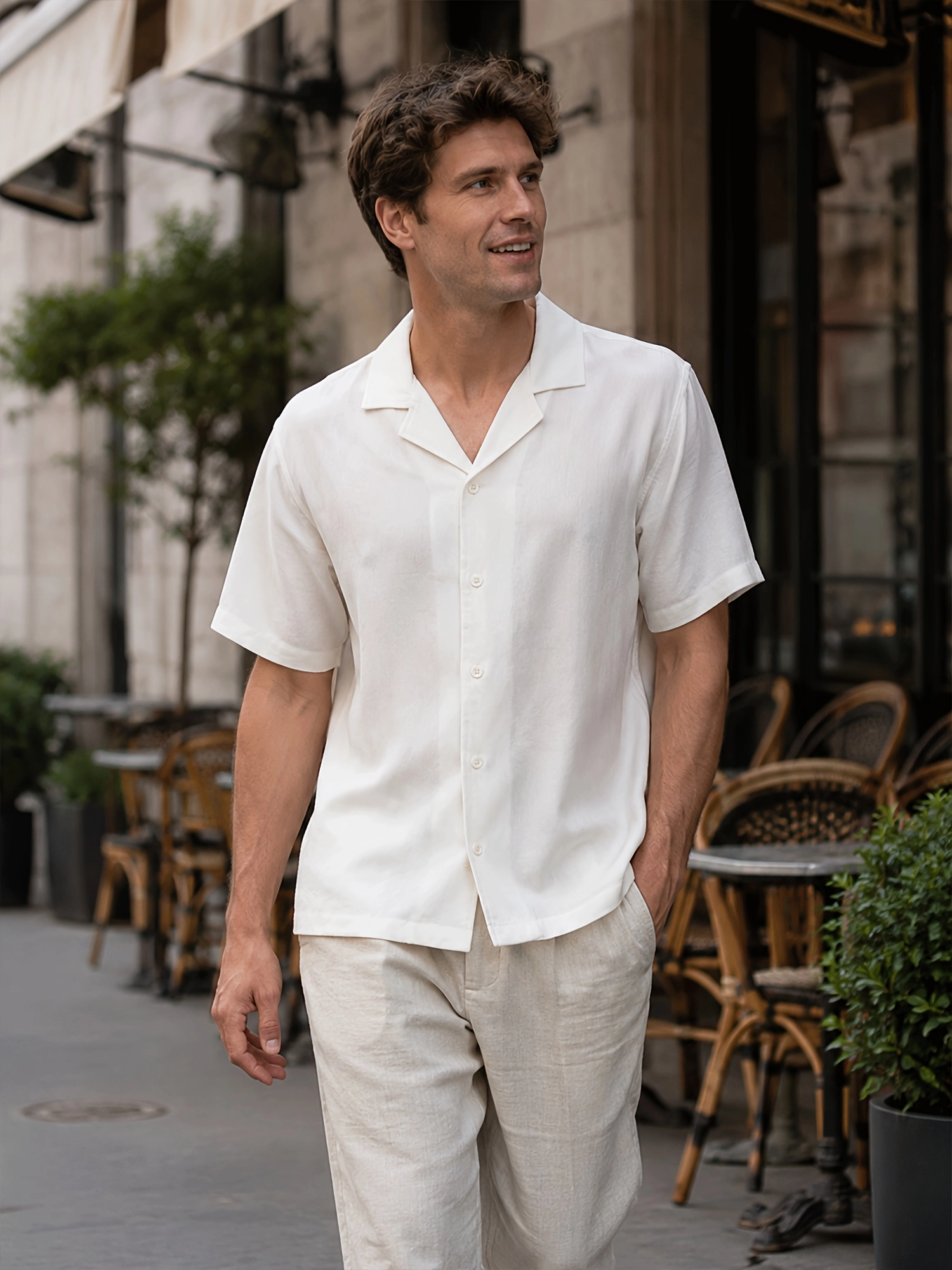Lyocell-Linen Camp Collar Shirt - Image 5