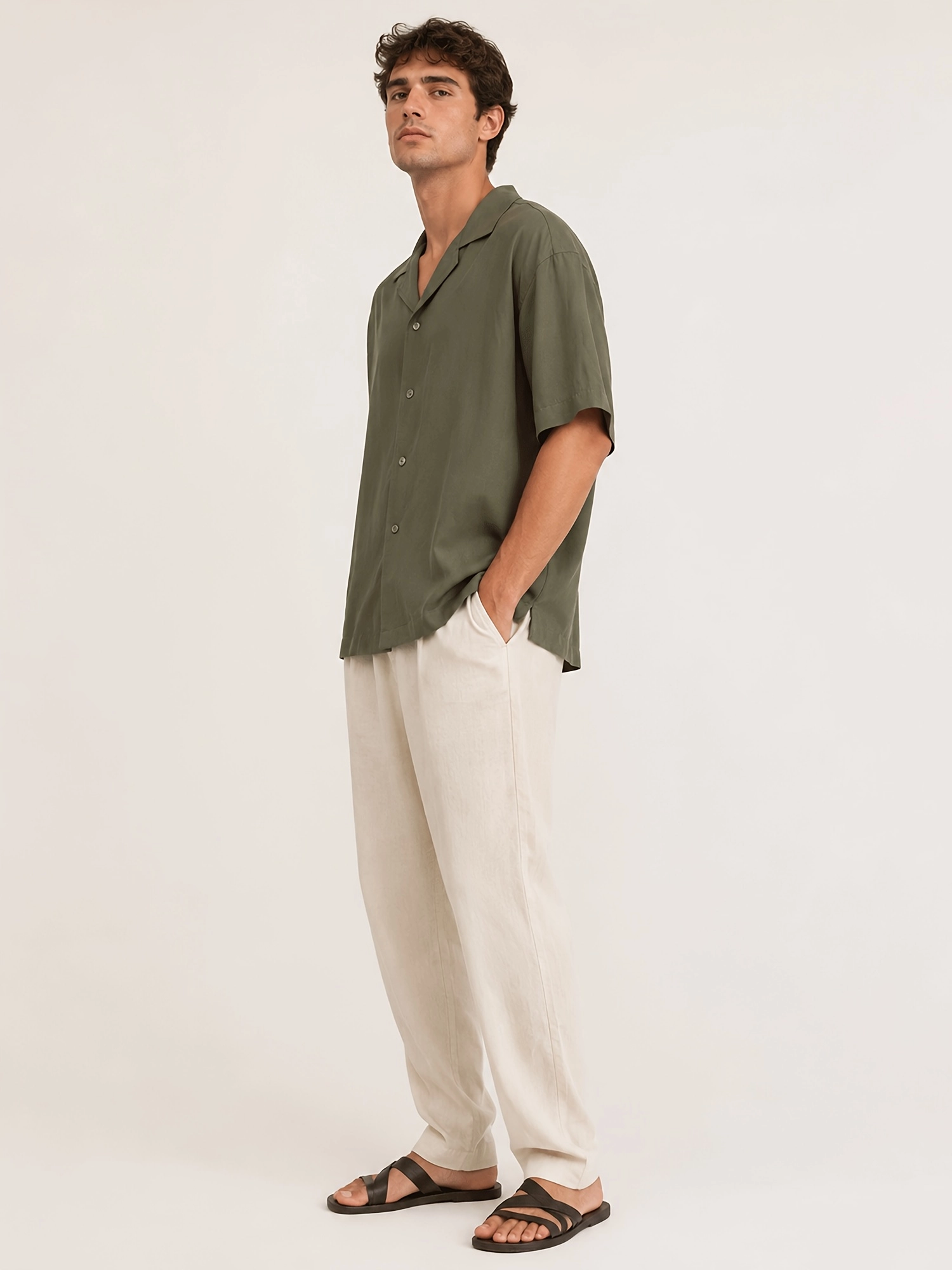 Lyocell-Linen Camp Collar Shirt - Image 7