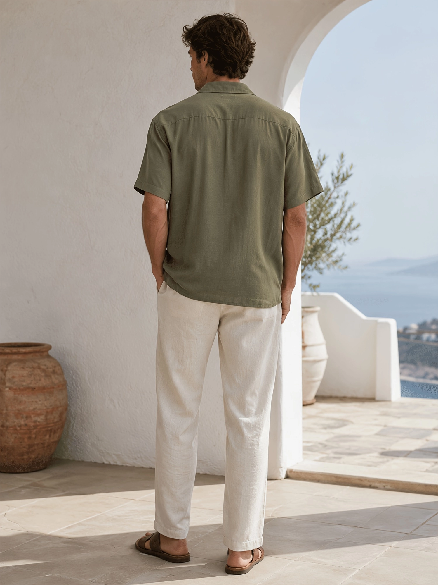 Lyocell-Linen Camp Collar Shirt - Image 10