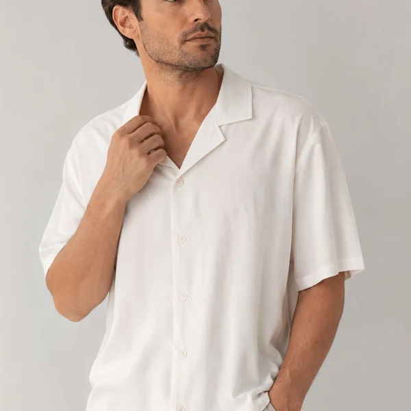 Lyocell-Linen Camp Collar Shirt