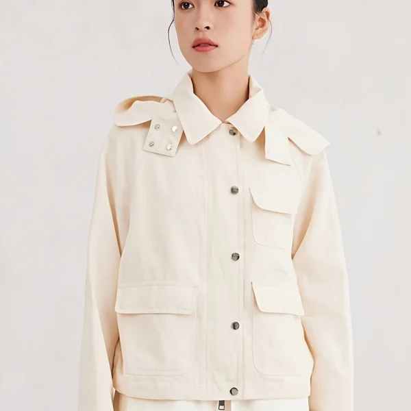 Hooded Cotton-Linen Utility Jacket