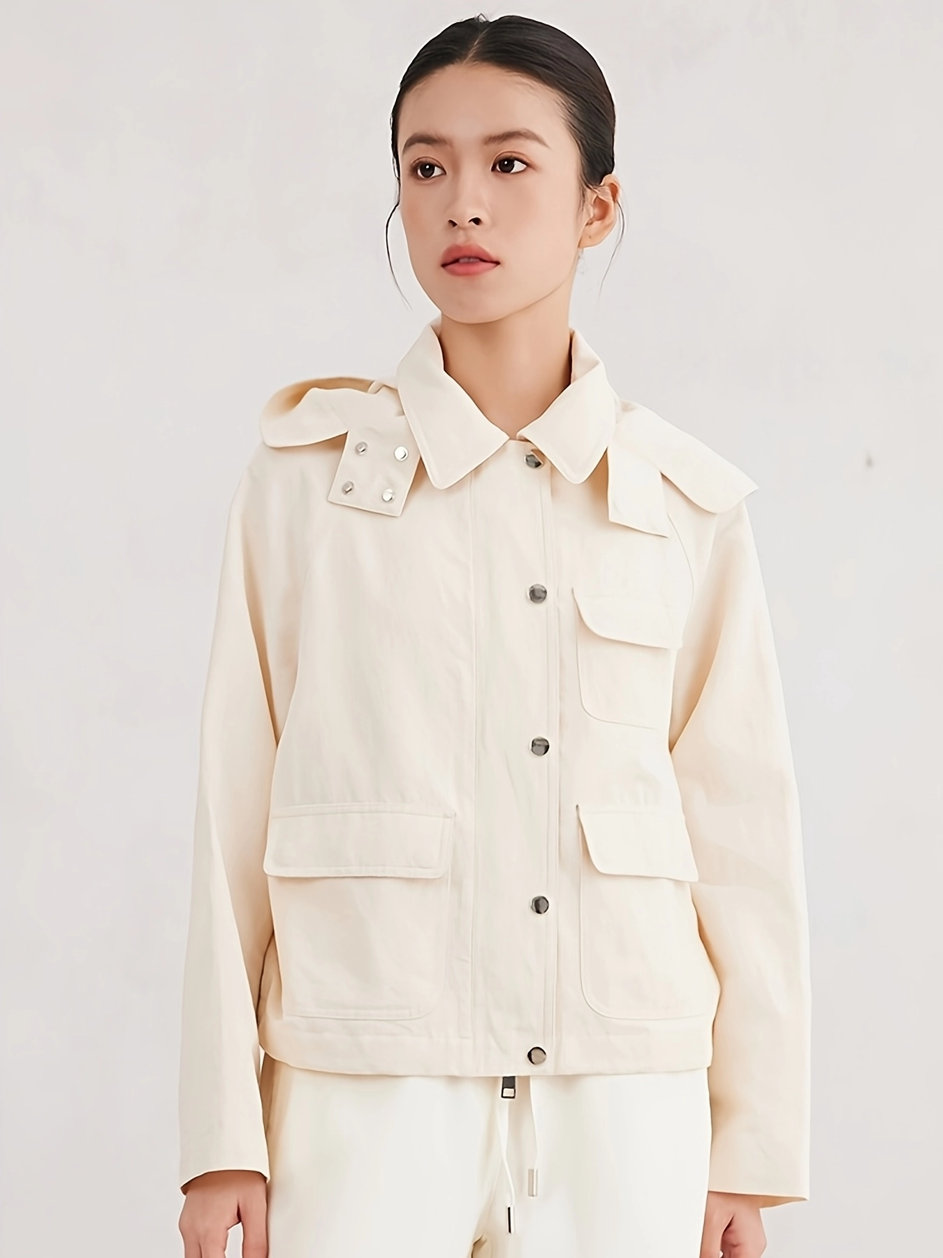 Hooded Cotton-Linen Utility Jacket