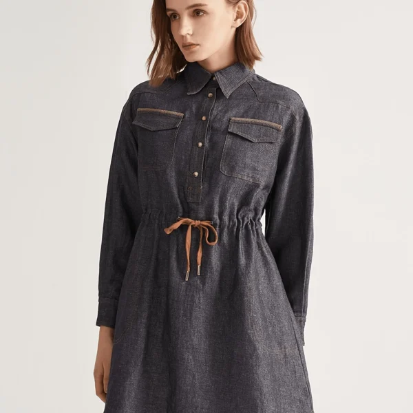 Belted Asymmetric Linen Dress
