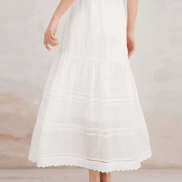 Lace-Trim Ramie Maxi Skirt