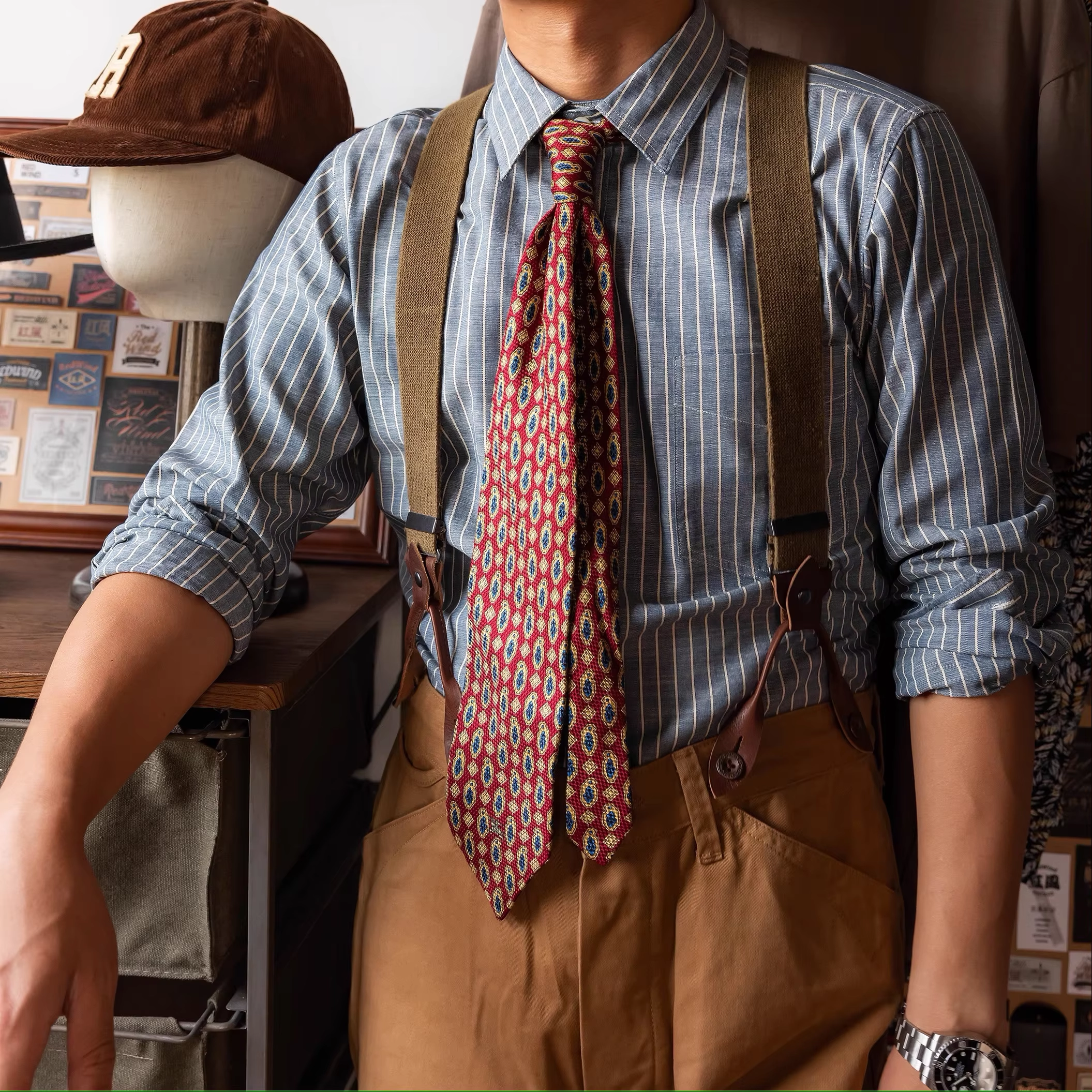 Blue Stripe Cotton Work Shirt - Image 3