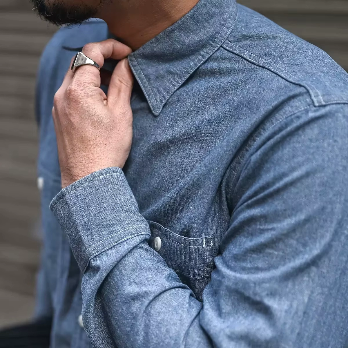 Two-Pocket Chambray Work Shirt - Image 2