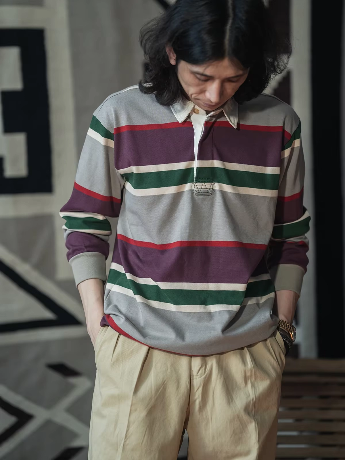 Heavyweight Striped Long-Sleeve Polo - Image 4