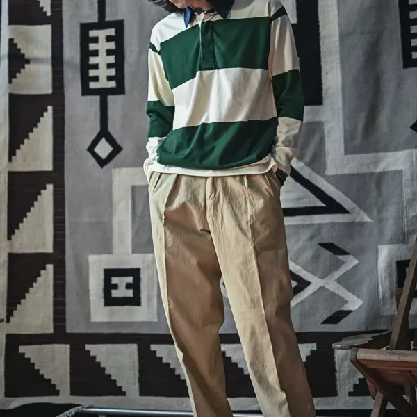 Heavyweight Striped Long-Sleeve Polo