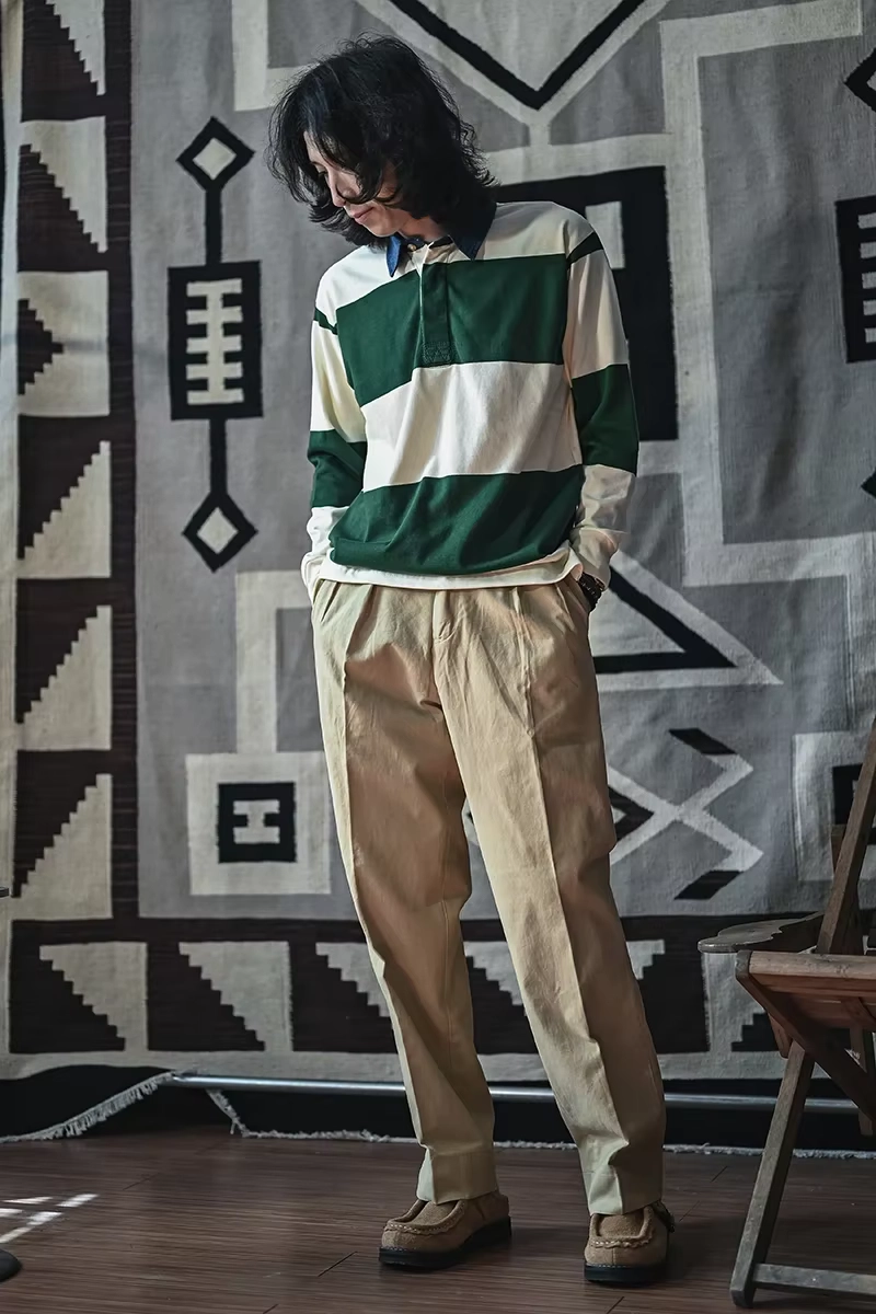 Heavyweight Striped Long-Sleeve Polo