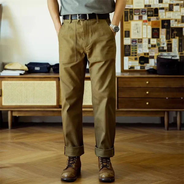 Olive Herringbone Fatigue Pants