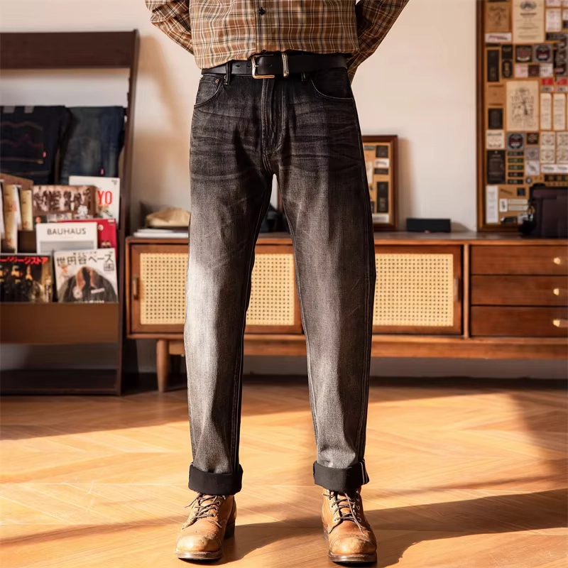 Worn Black Selvedge Straight Jeans - Image 2