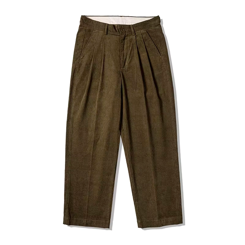 Brown Pleated Corduroy Trousers - Image 4