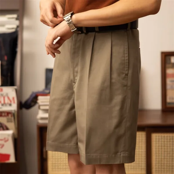Mercerized Cotton Pleated Shorts