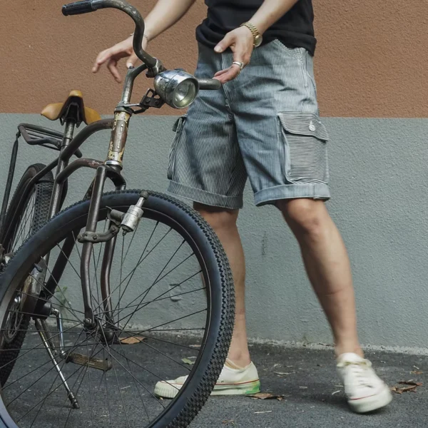 Hickory Stripe Cotton Cargo Shorts
