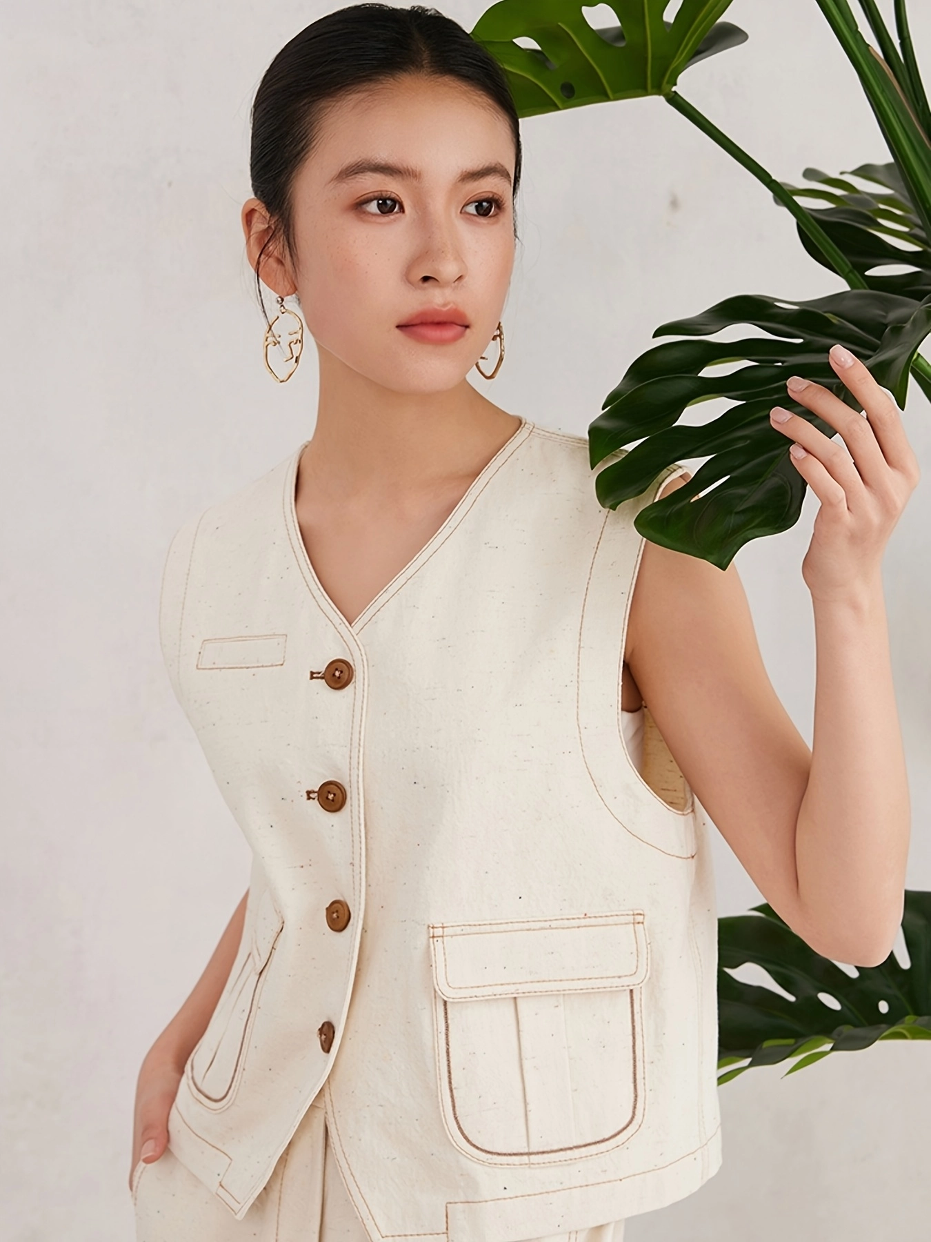 Speckled Cotton Tailored Vest - Image 2