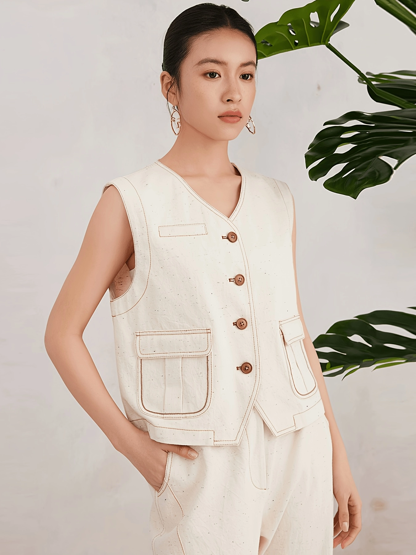 Speckled Cotton Tailored Vest - Image 5