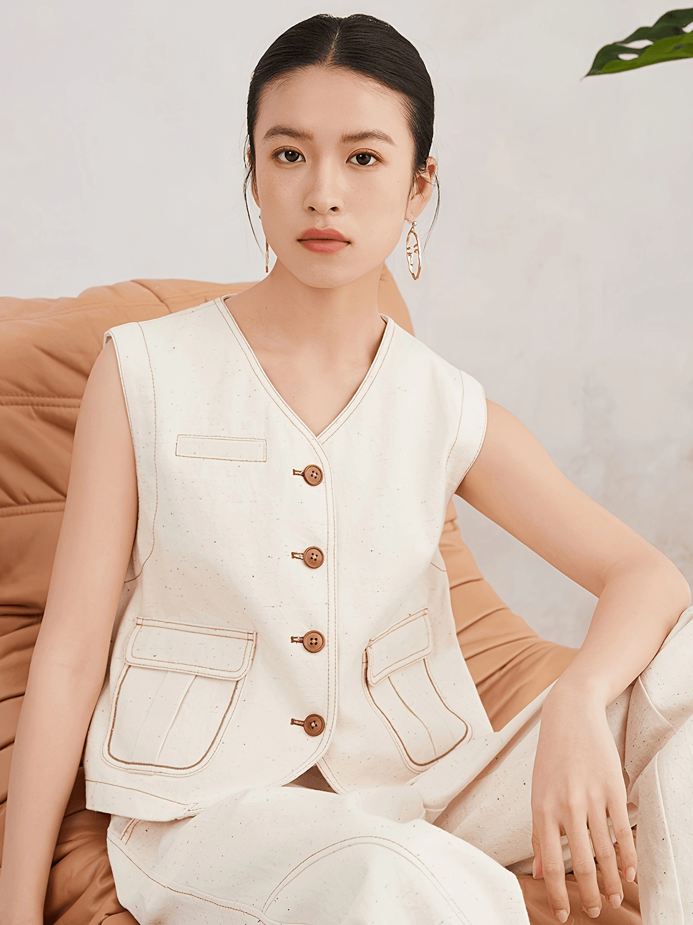 Speckled Cotton Tailored Vest - Image 6