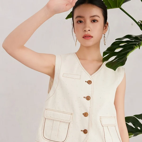Speckled Cotton Tailored Vest