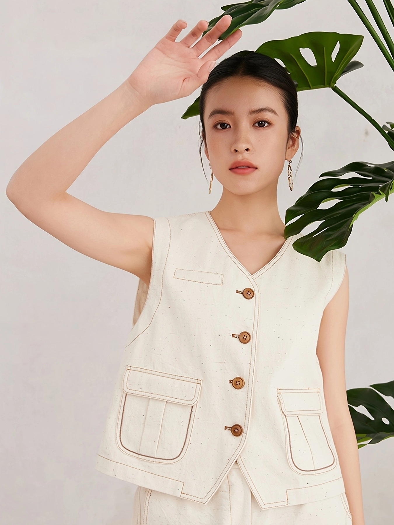 Speckled Cotton Tailored Vest