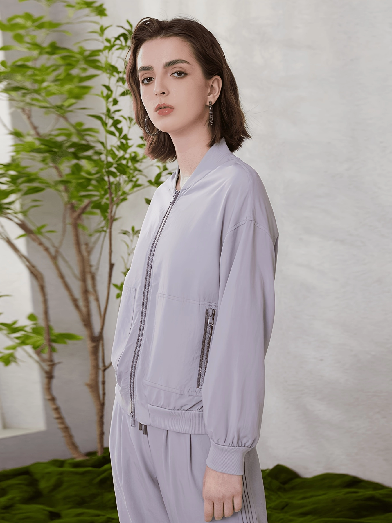 Lyocell Baseball-Collar Zip Jacket - Image 2