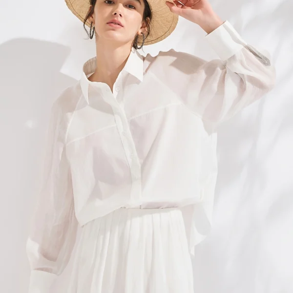 Ramie-Trim Cotton Lyocell Shirt