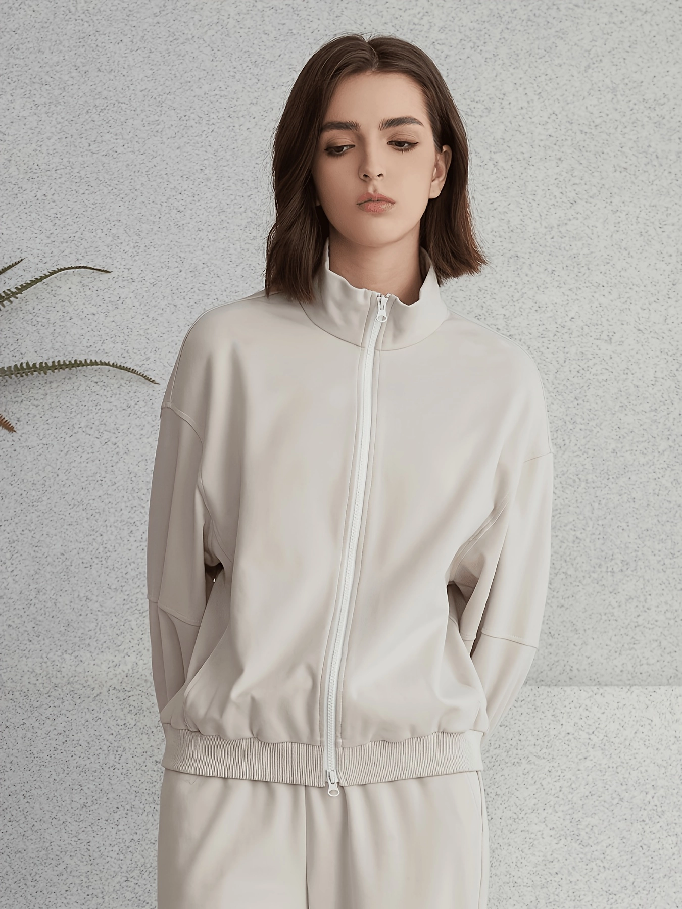 Stand-Collar Cotton-Blend Zip Jacket