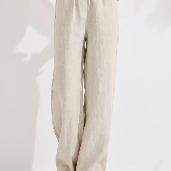 Metallic Linen Wide-Leg Pants