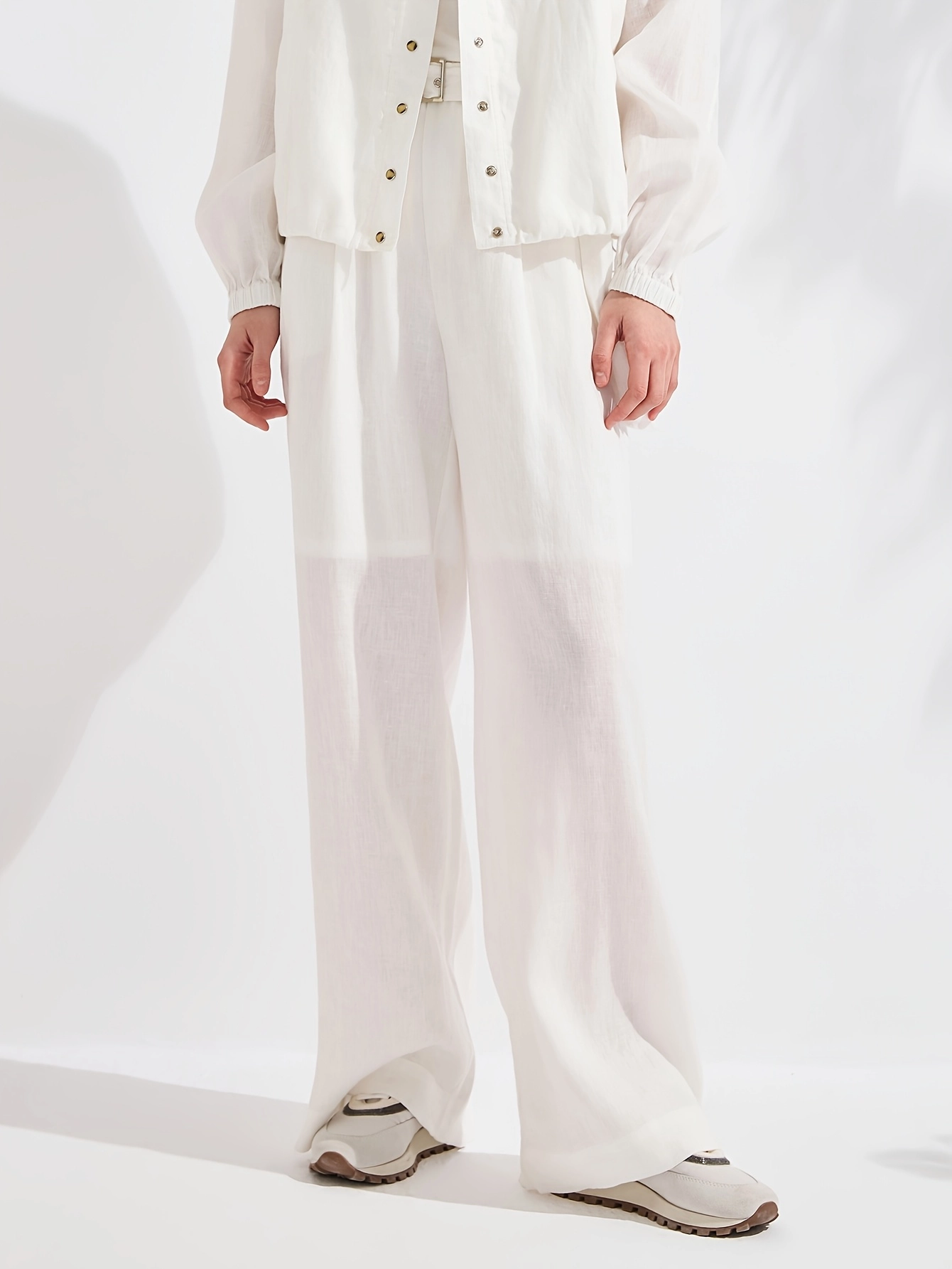 Belted Linen Pull-On Pants - Image 2