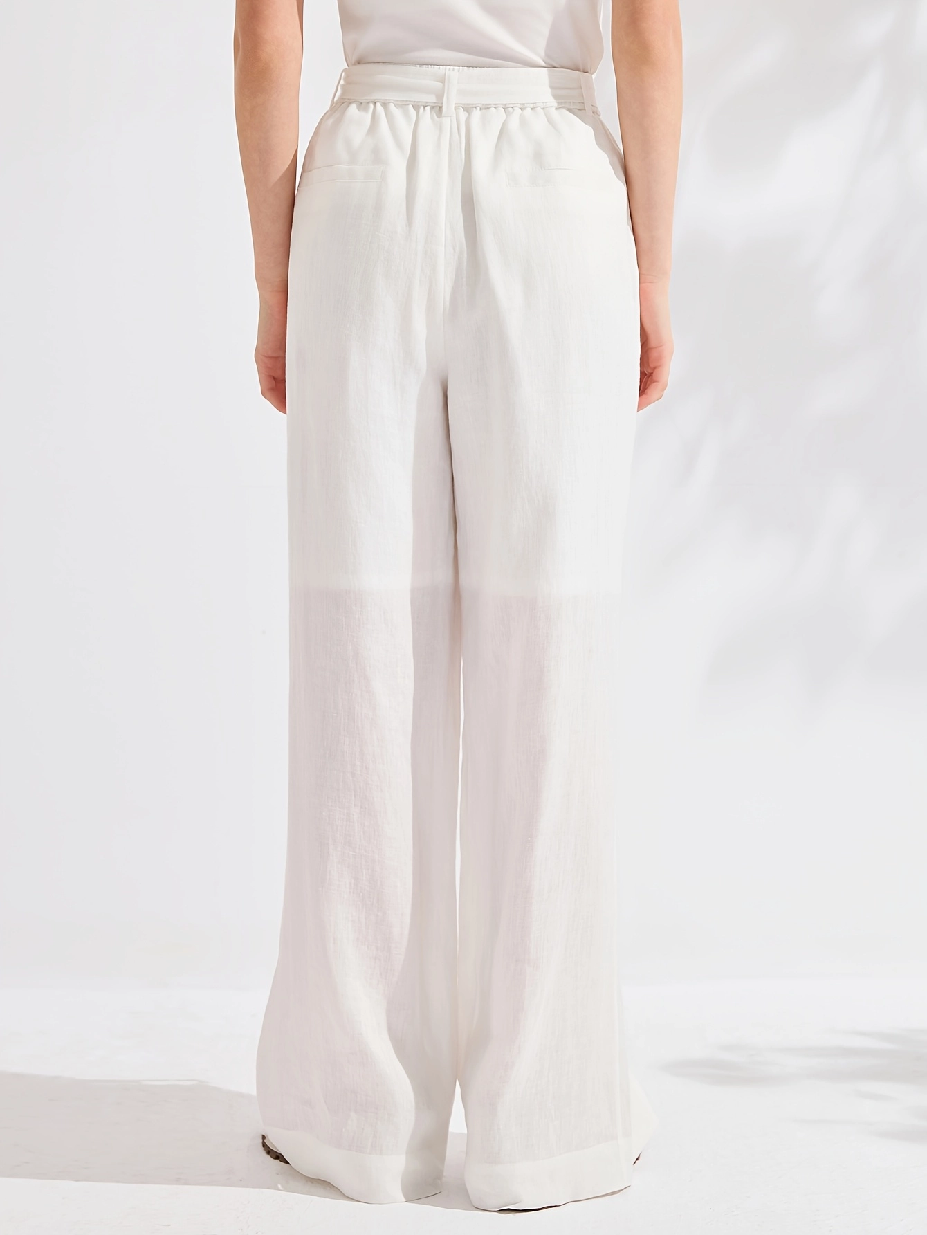 Belted Linen Pull-On Pants - Image 3