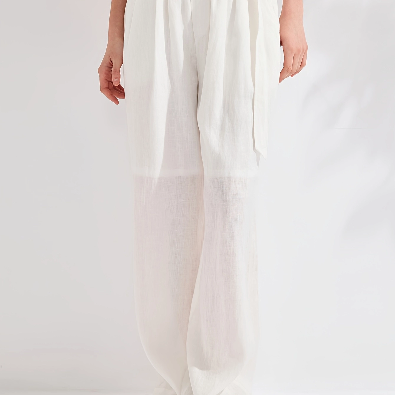 Belted Linen Pull-On Pants - Image 6