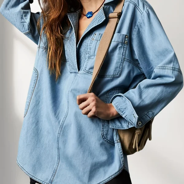 Oversized V-Neck Cotton-Blend Pullover