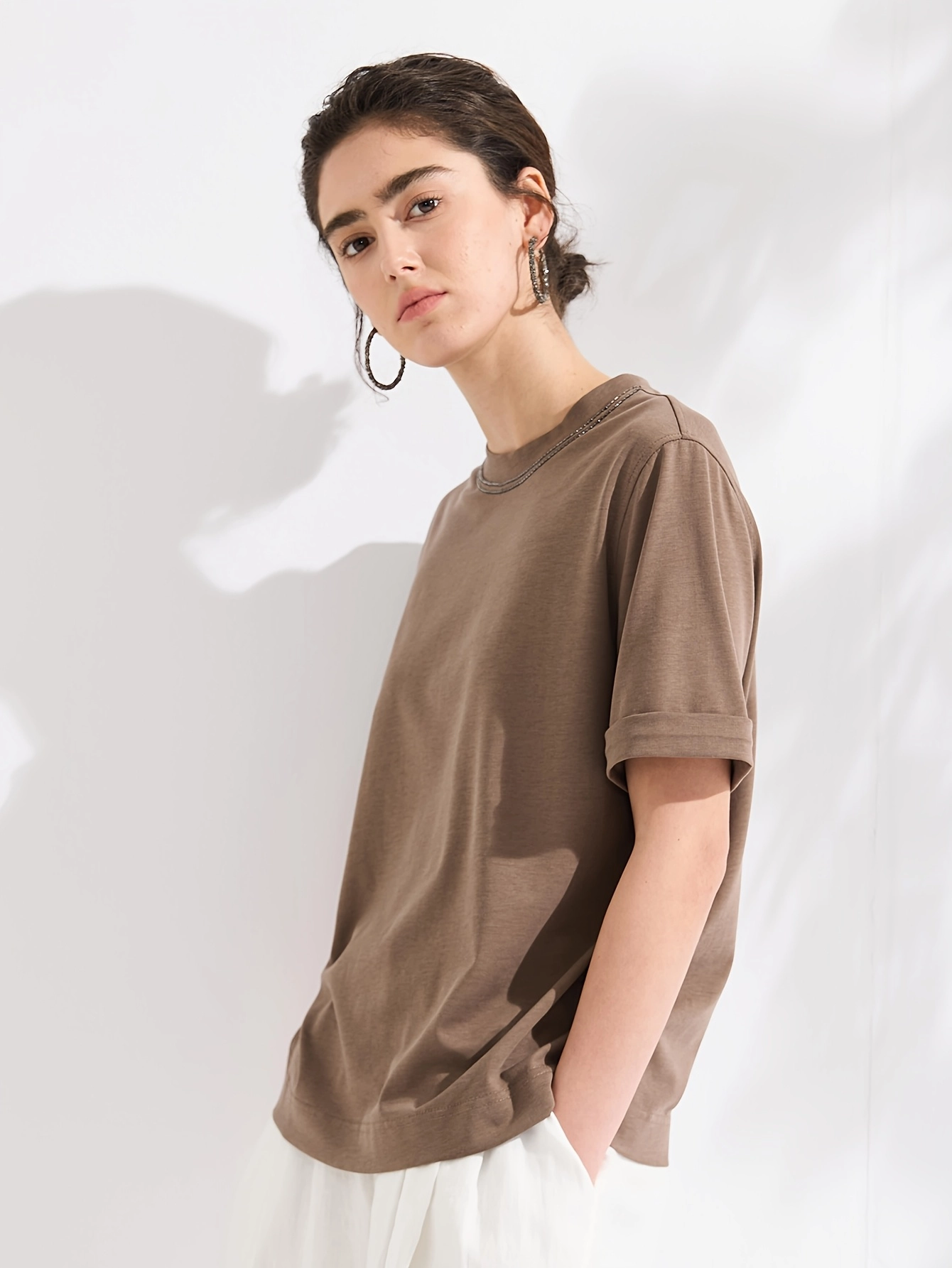 Metallic-Trim Cotton-Lyocell Tee - Image 3