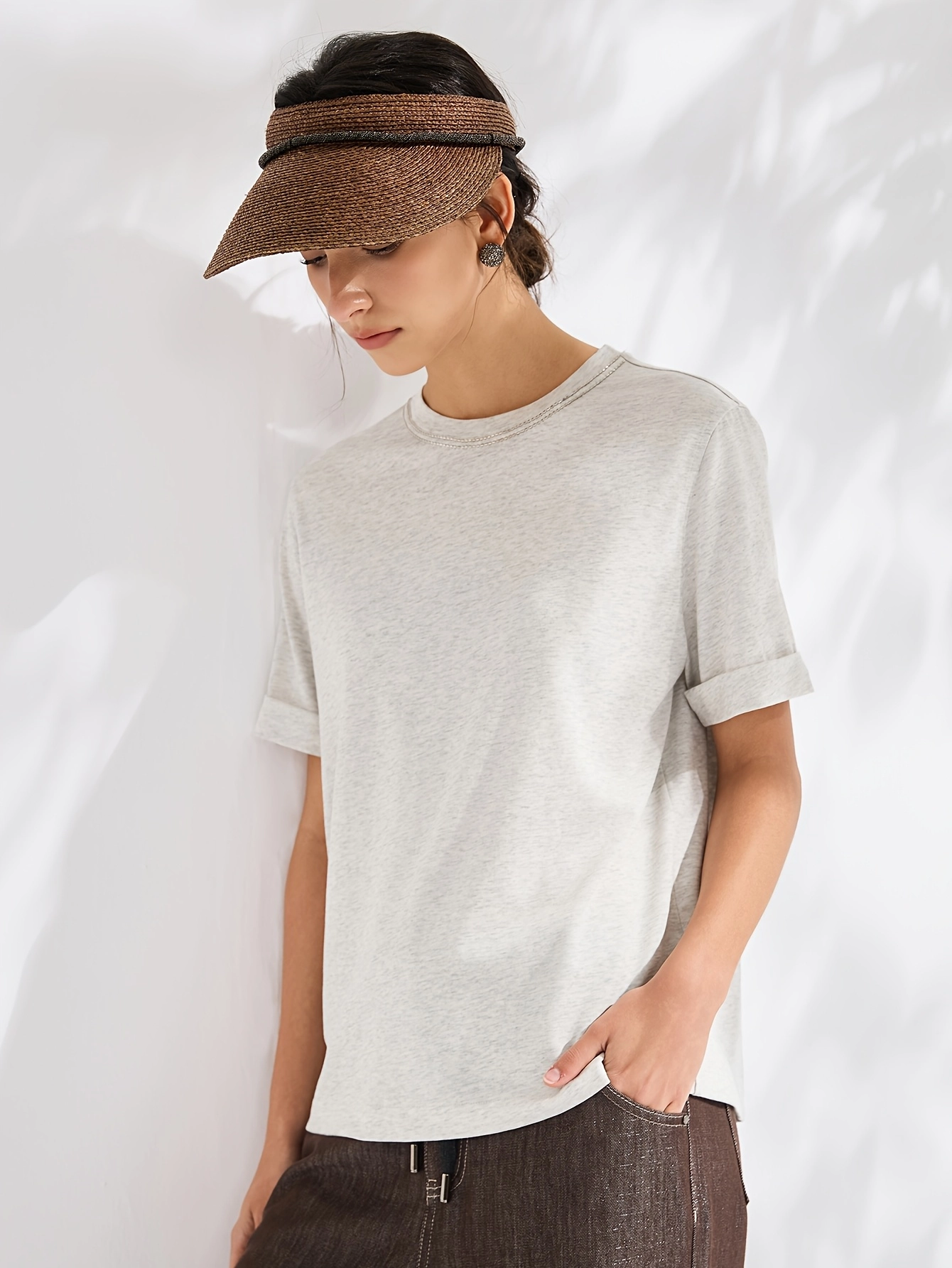 Metallic-Trim Cotton-Lyocell Tee - Image 4