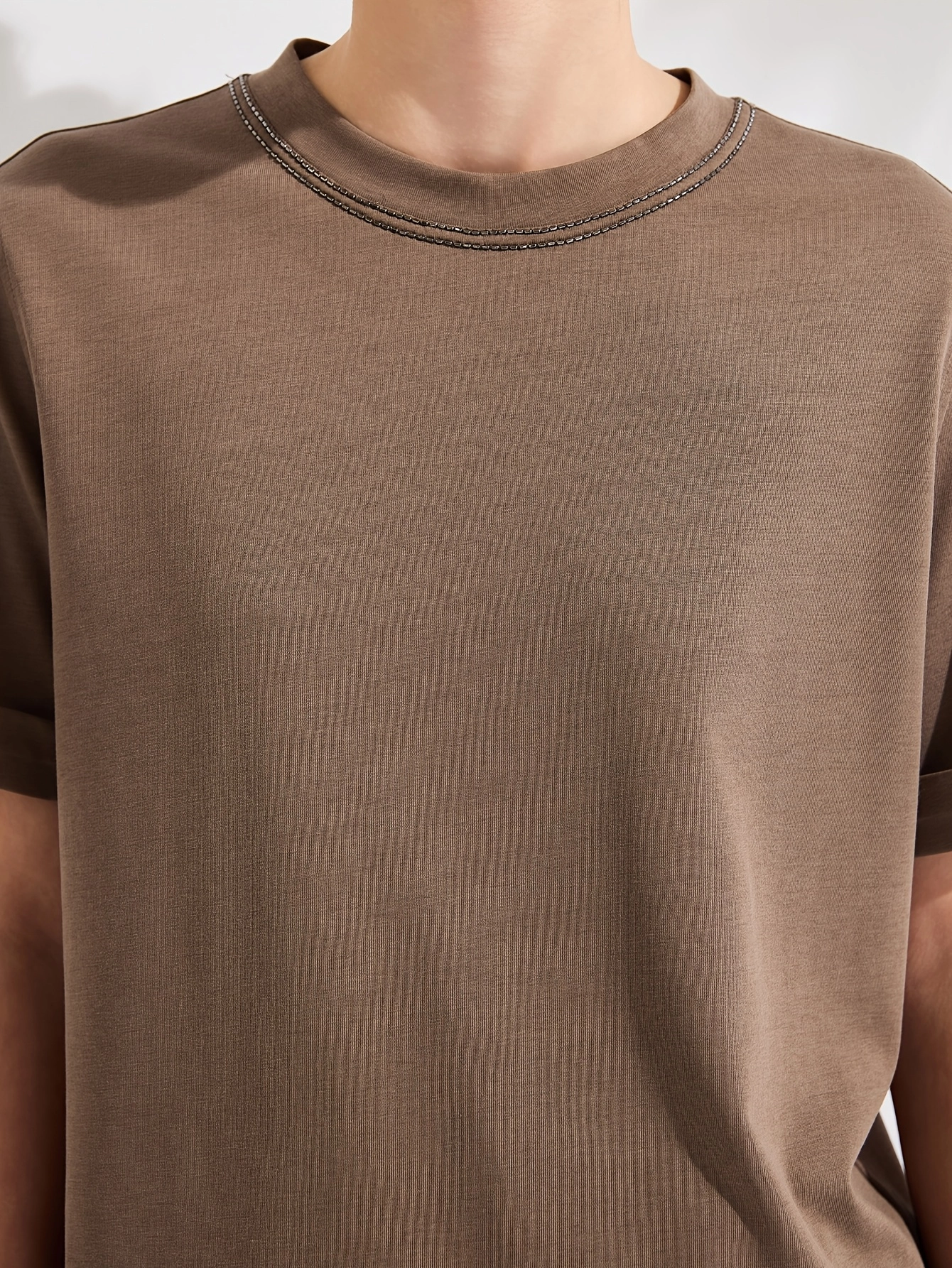 Metallic-Trim Cotton-Lyocell Tee - Image 7