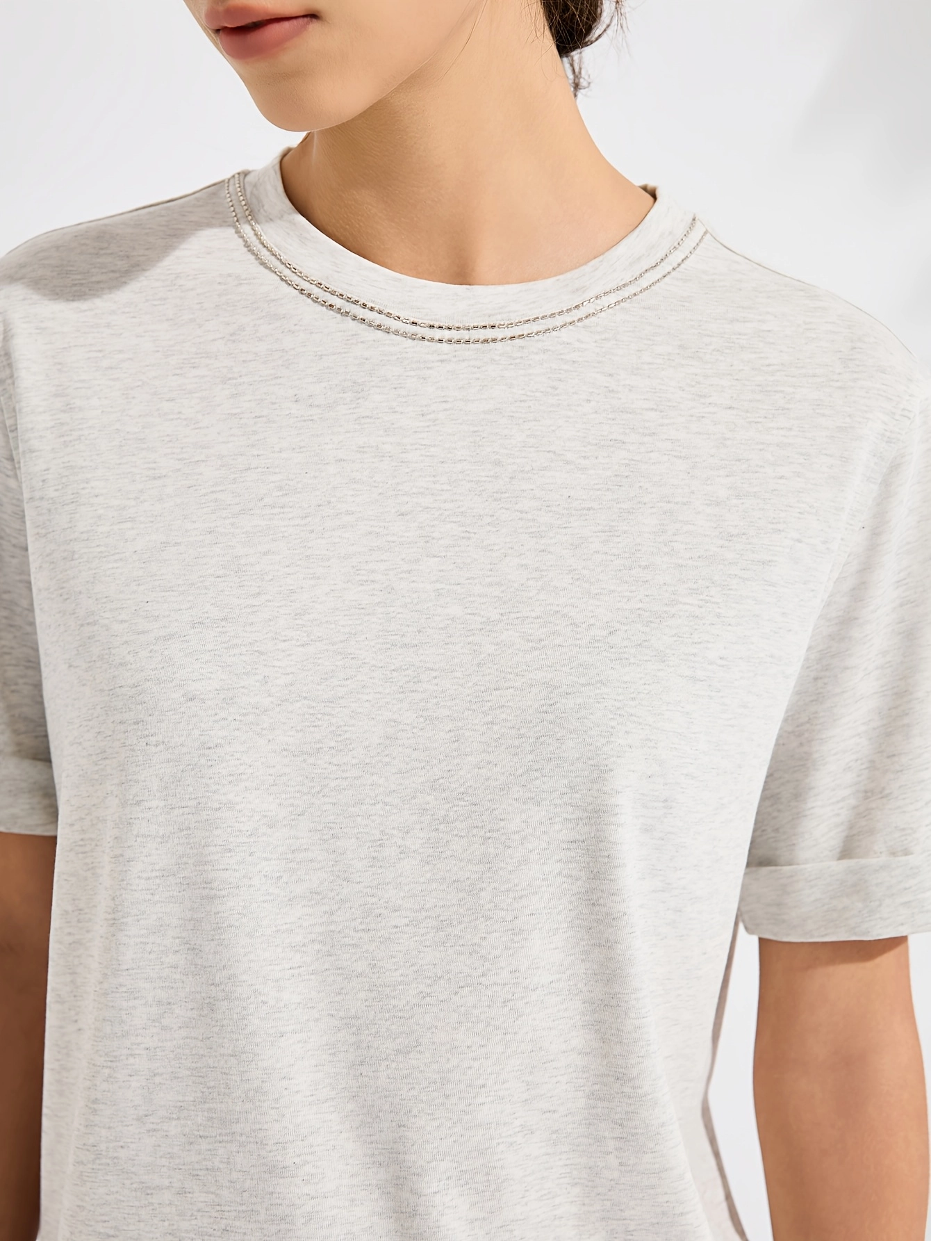 Metallic-Trim Cotton-Lyocell Tee - Image 8