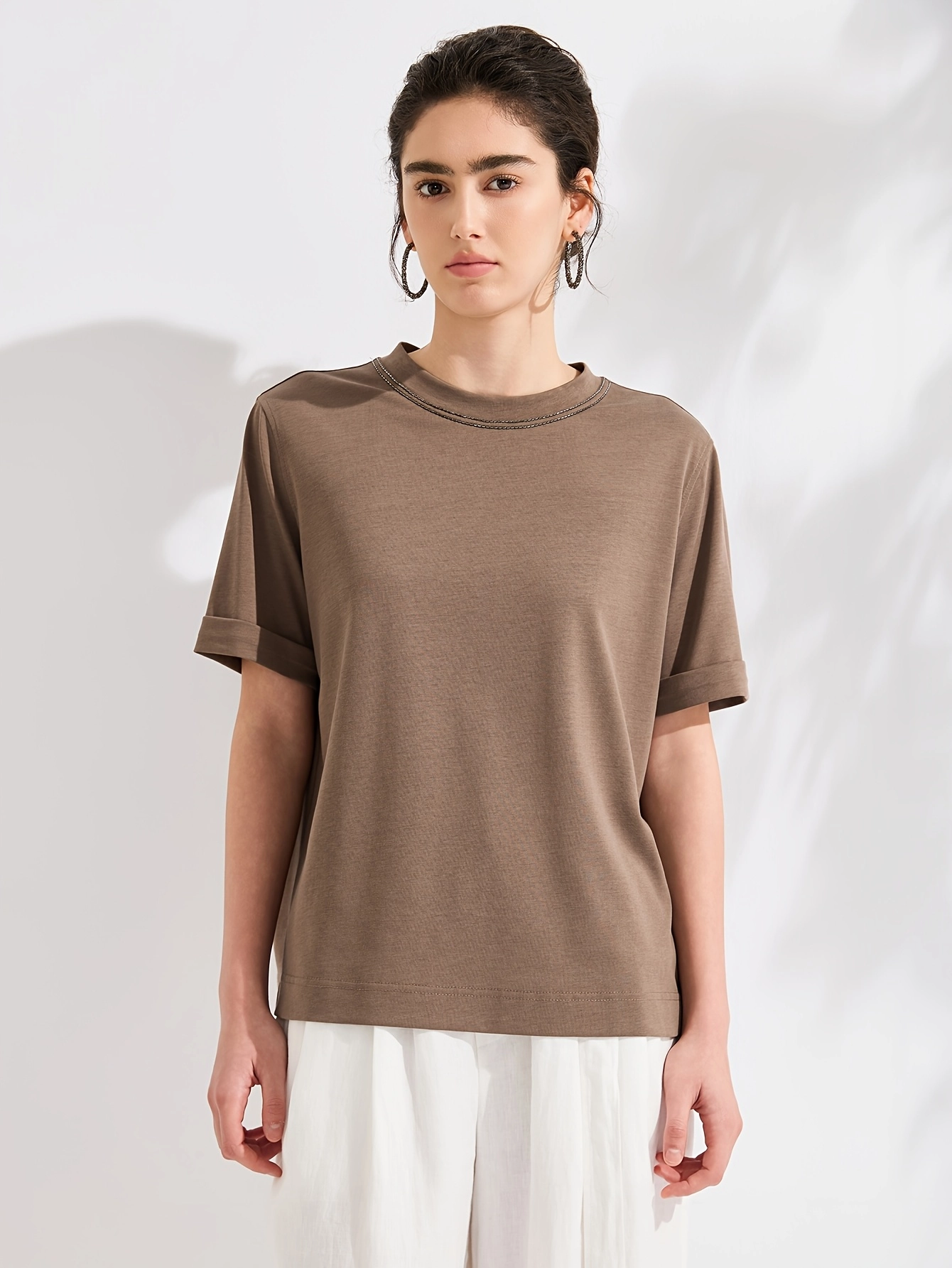 Metallic-Trim Cotton-Lyocell Tee - Image 9