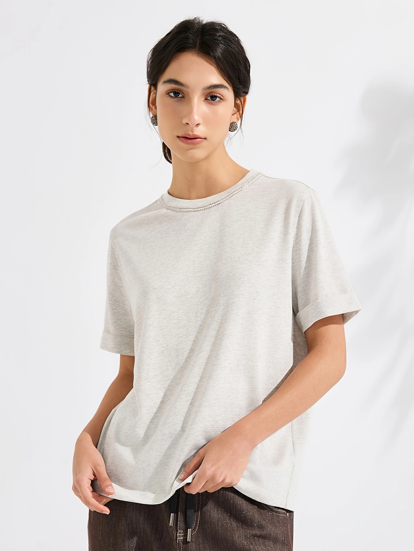 Metallic-Trim Cotton-Lyocell Tee - Image 10