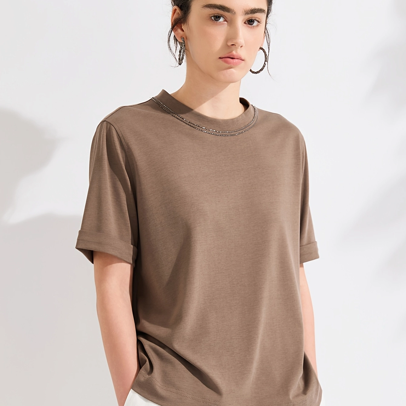 Metallic-Trim Cotton-Lyocell Tee - Image 11