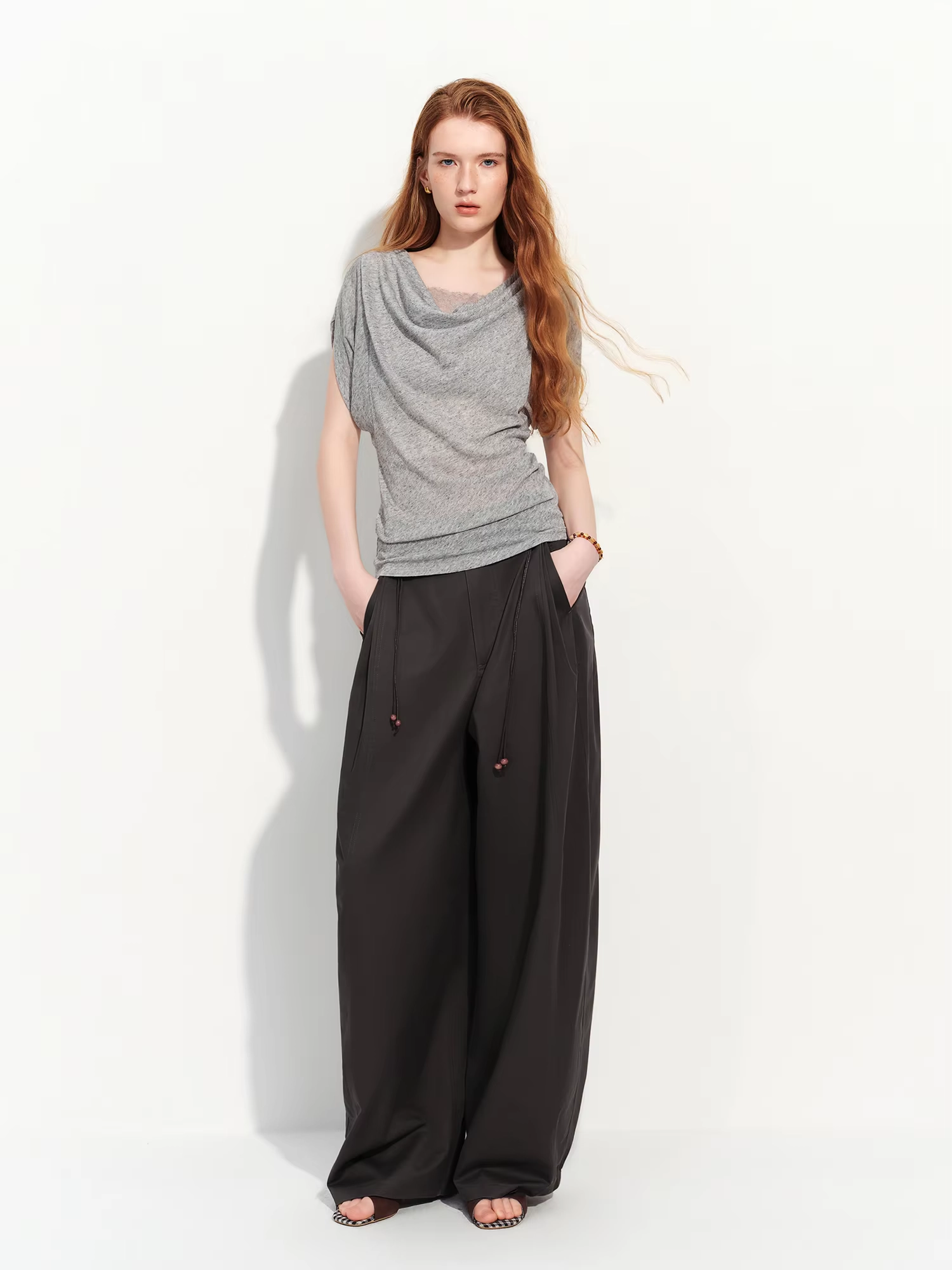 Lyocell Cotton Barrel Leg Casual Pants - Image 3