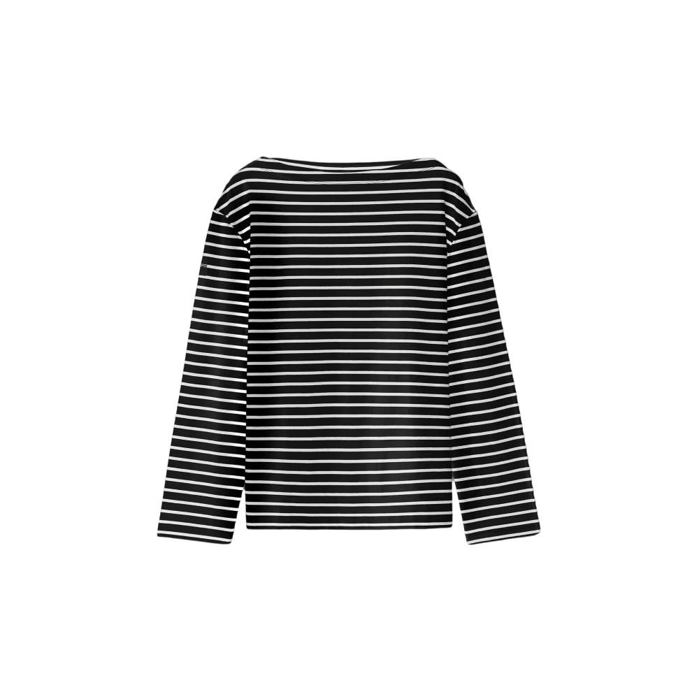 Striped Boat Neck Cotton T-Shirt - Image 5