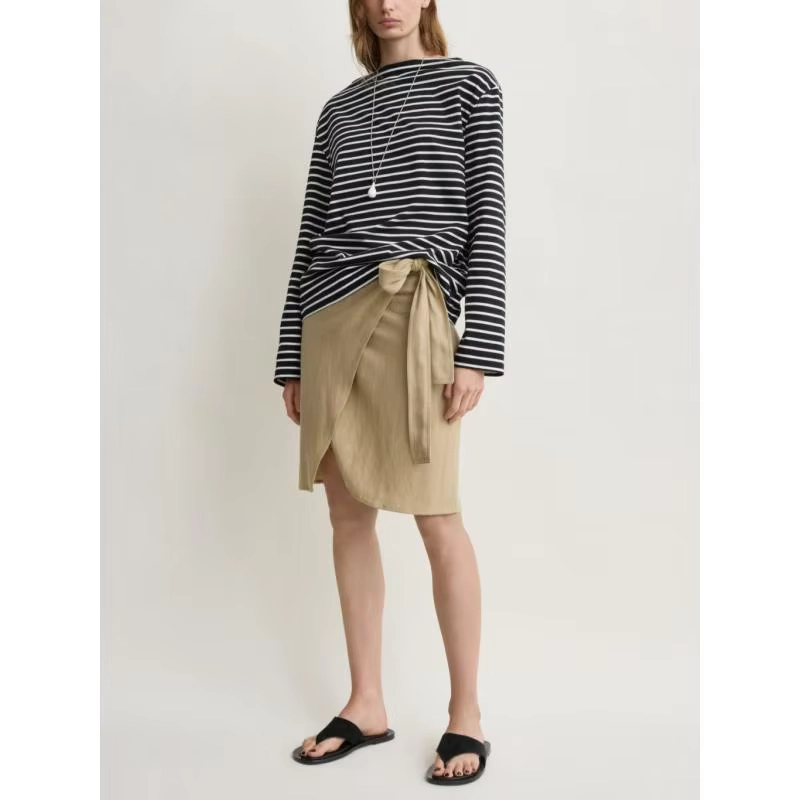 Striped Boat Neck Cotton T-Shirt - Image 4