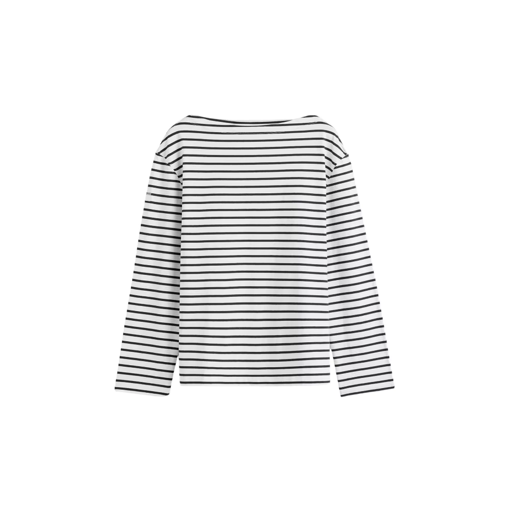 Striped Boat Neck Cotton T-Shirt - Image 6