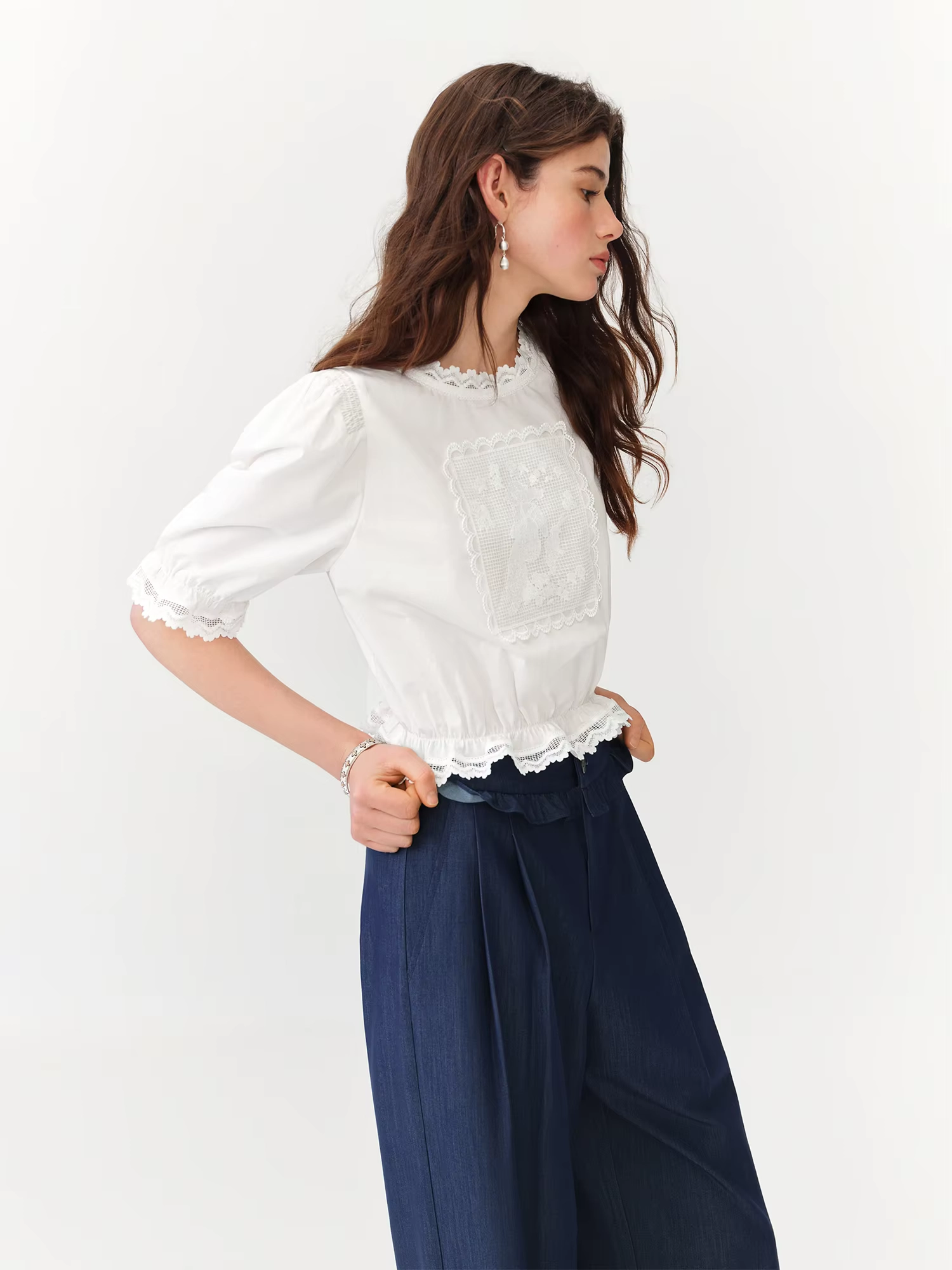 Women's Cotton Puff Sleeve Blouse - Image 2